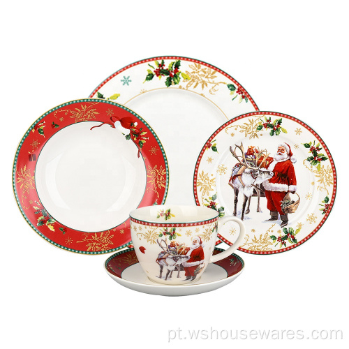 Tableware de cerâmica de impressão em estilo de Natal europeu de Natal